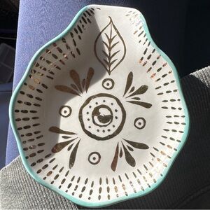 Decorative Ceramic Dish with Gold Accents
